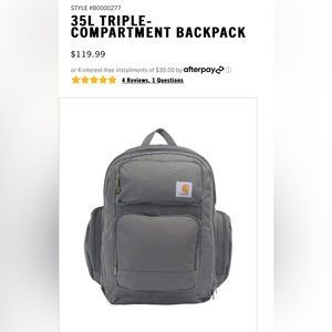 Carhartt Gray Backpack *LIKE NEW*